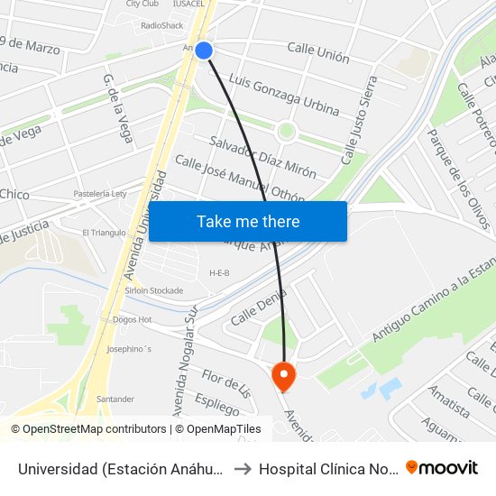 Universidad (Estación Anáhuac) to Hospital Clínica Nova map