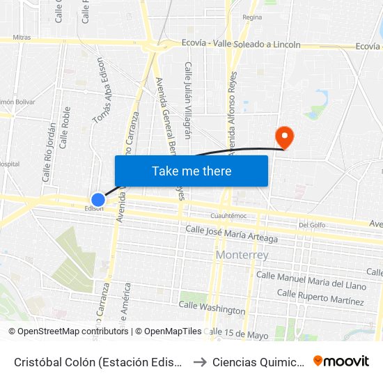 Cristóbal Colón (Estación Edison) to Ciencias Quimicas map
