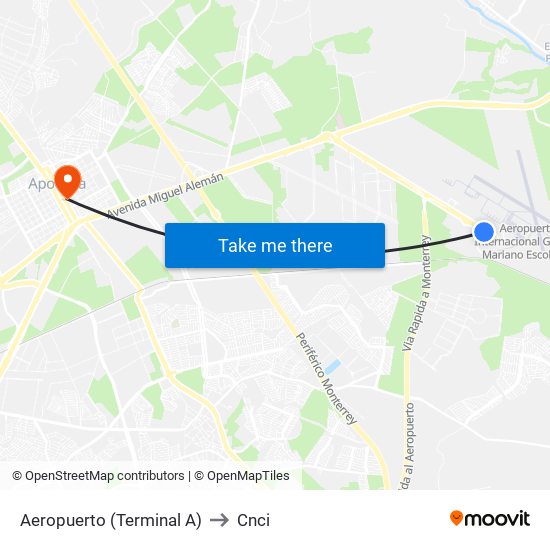 Aeropuerto (Terminal A) to Cnci map