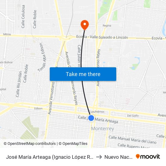 José María Arteaga (Ignacio López Rayón - Pino Suárez) to Nuevo Nacimiento map