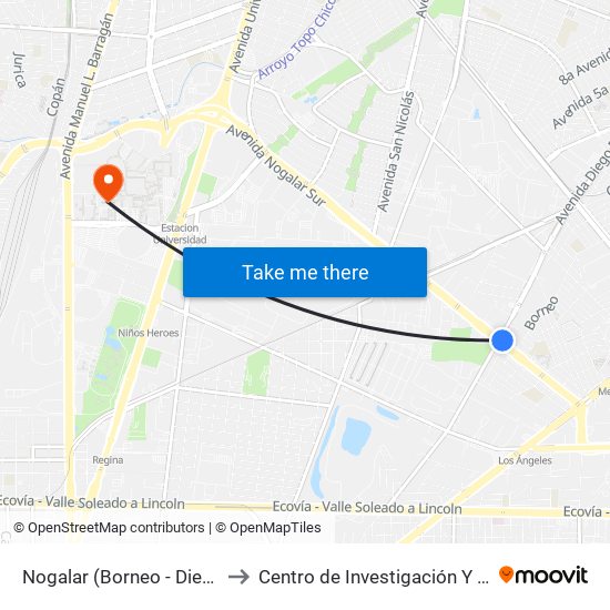 Nogalar (Borneo - Diego Díaz de Berlanga) to Centro de Investigación Y Desarrollo Tecnológico map