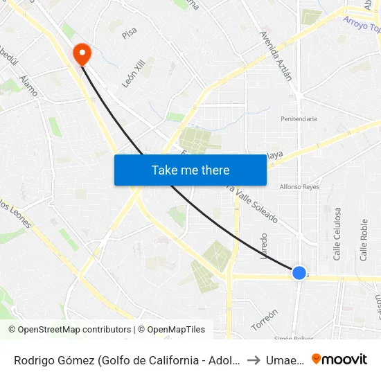 Rodrigo Gómez (Golfo de California - Adolfo Ruíz Cortines) to Umae #34 map