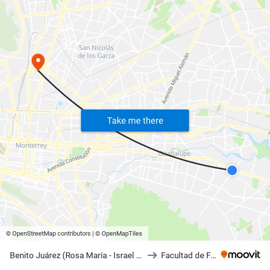 Benito Juárez (Rosa María - Israel Cavazos Garza) to Facultad de Filosofía map