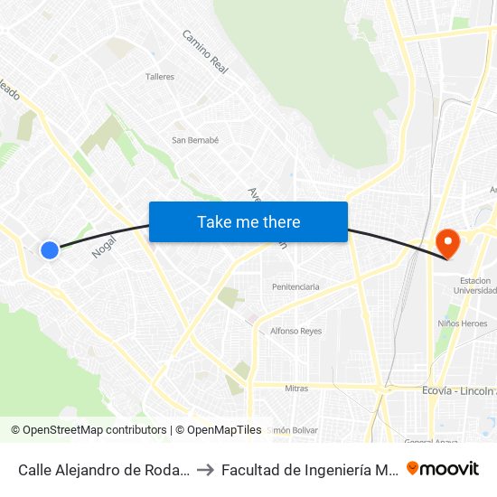 Calle Alejandro de Rodas, 3102 to Facultad de Ingeniería Mecánica map