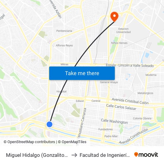 Miguel Hidalgo (Gonzalitos - Himalaya) to Facultad de Ingeniería Mecánica map