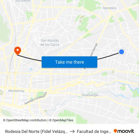 Rodesia Del Norte (Fidel Velázquez - Avenida Del Teléfono) to Facultad de Ingeniería Mecánica map