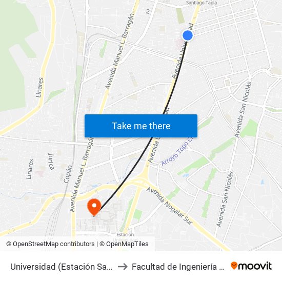 Universidad (Estación San Nicolás) to Facultad de Ingeniería Mecánica map