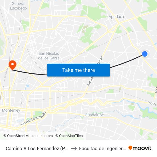 Camino A Los Fernández (Privada Dominio) to Facultad de Ingeniería Mecánica map