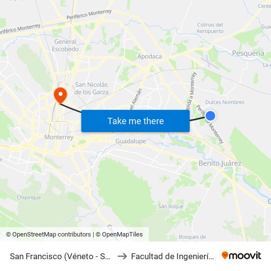 San Francisco (Véneto - San Fernando) to Facultad de Ingeniería Mecánica map