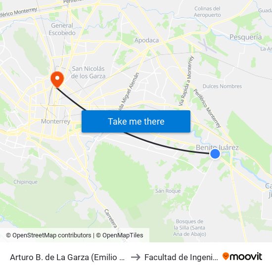 Arturo B. de La Garza (Emilio Carranza - 5 de Mayo) to Facultad de Ingeniería Mecánica map