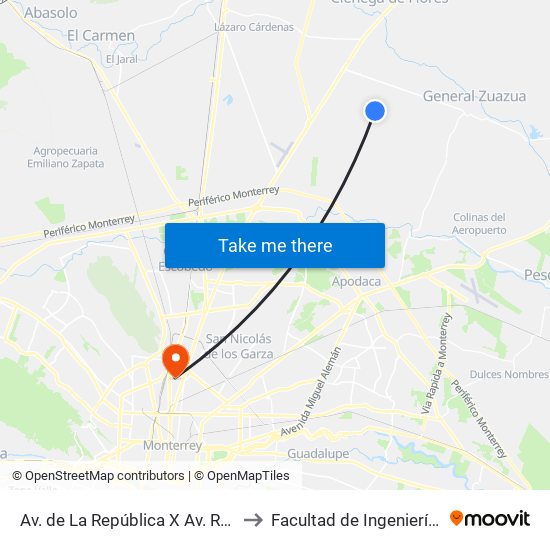 Av. de La República X Av. Real de Palmas to Facultad de Ingeniería Mecánica map