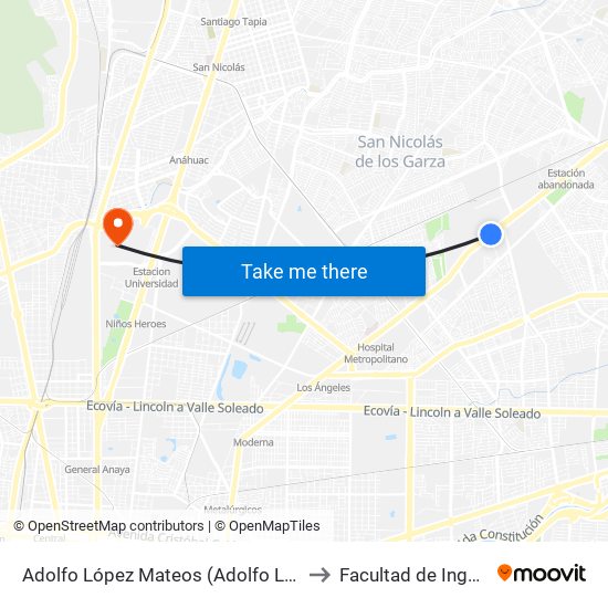 Adolfo López Mateos (Adolfo López Mateos - Conductores) to Facultad de Ingeniería Mecánica map
