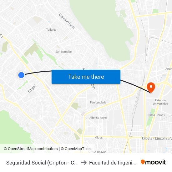 Seguridad Social (Criptón - Comisión Tripartita) to Facultad de Ingeniería Mecánica map