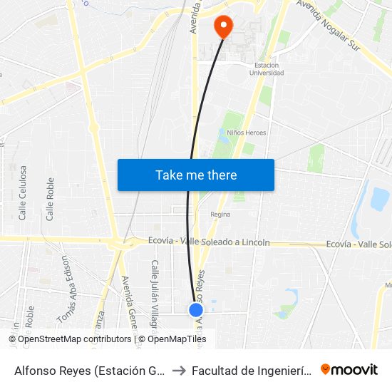 Alfonso Reyes (Estación General Anaya) to Facultad de Ingeniería Mecánica map