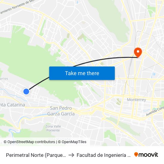 Perimetral Norte (Parque Hundido) to Facultad de Ingeniería Mecánica map