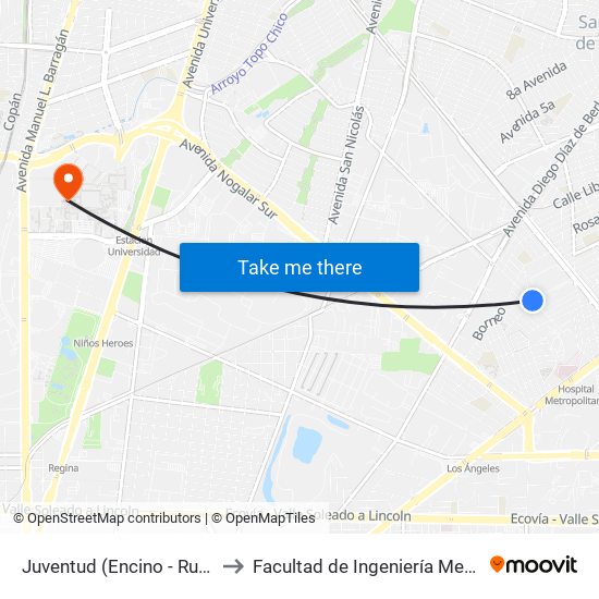 Juventud (Encino - Rubens) to Facultad de Ingeniería Mecánica map