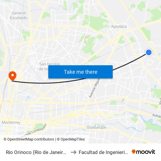Río Orinoco (Río de Janeiro - San Isidro) to Facultad de Ingeniería Mecánica map