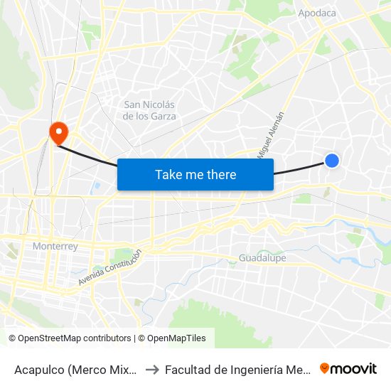 Acapulco (Merco Mixcoac) to Facultad de Ingeniería Mecánica map