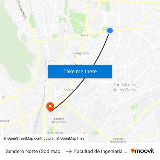 Sendero Norte (Sodimac Sendero) to Facultad de Ingeniería Mecánica map