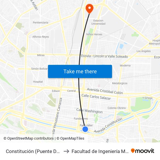 Constitución (Puente Del Papa) to Facultad de Ingeniería Mecánica map