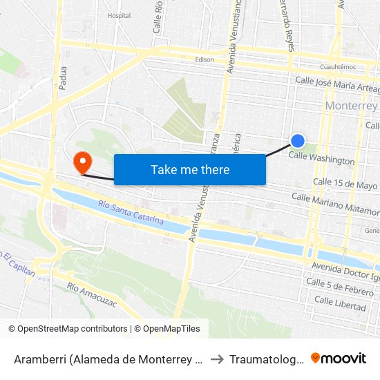 Aramberri (Alameda de Monterrey 1) to Traumatología map