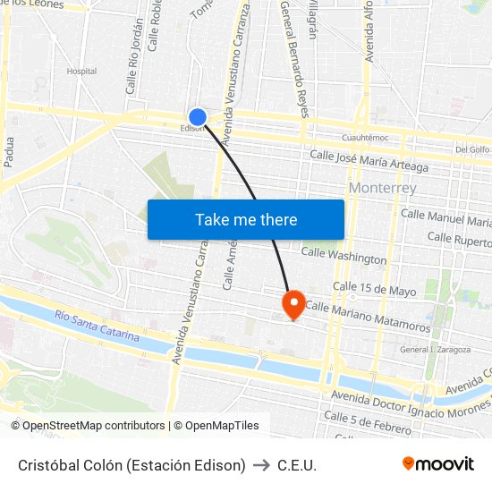 Cristóbal Colón (Estación Edison) to C.E.U. map