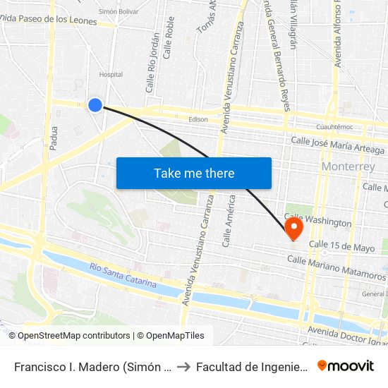 Francisco I. Madero (Simón Bolívar - Eduardo Aguirre Pequeño) to Facultad de Ingeniería Y Arquitectura (Aulas 3) map