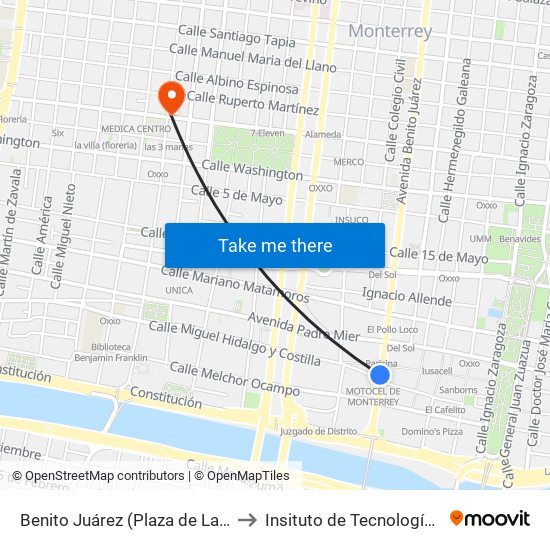 Benito Juárez (Plaza de La Tecnología) to Insituto de Tecnología Avanzada map