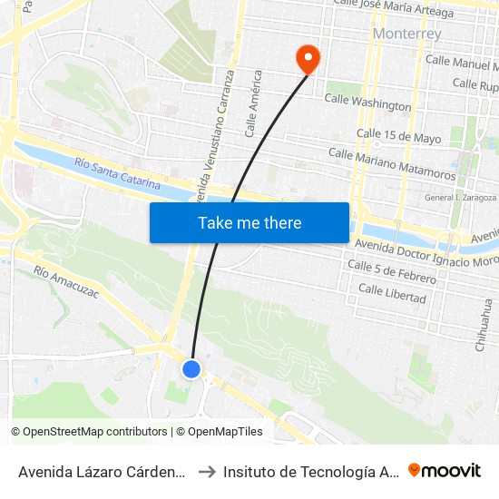 Avenida Lázaro Cárdenas, 2234 to Insituto de Tecnología Avanzada map