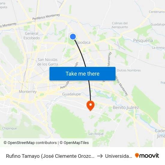 Rufino Tamayo (José Clemente Orozco - Alfonso Reyes) to Universidad Edec map
