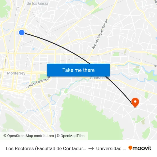 Los Rectores (Facultad de Contaduría Pública) to Universidad Edec map