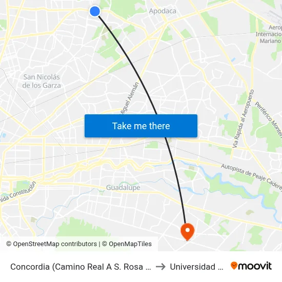 Concordia (Camino Real A S. Rosa - Maple) to Universidad Edec map