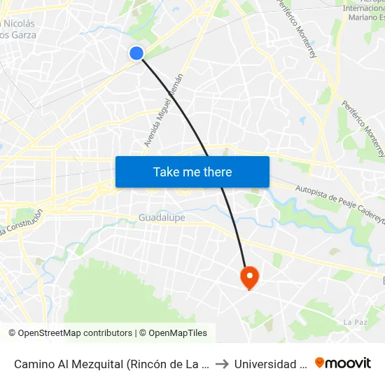 Camino Al Mezquital (Rincón de La Moraleja) to Universidad Edec map