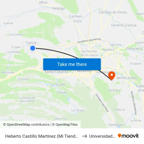 Heberto Castillo Martínez (Mi Tienda Del Ahorro) to Universidad Edec map