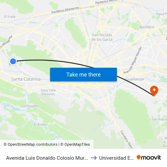 Avenida Luis Donaldo Colosio Murrieta 5 to Universidad Edec map