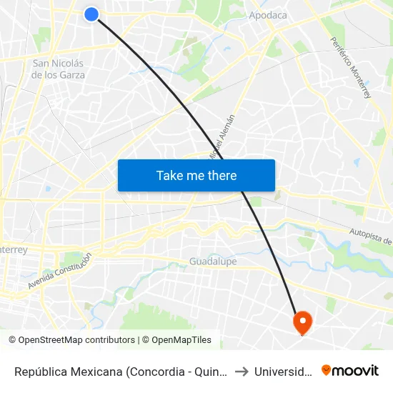 República Mexicana (Concordia - Quintas de Los Manzanos) to Universidad Edec map