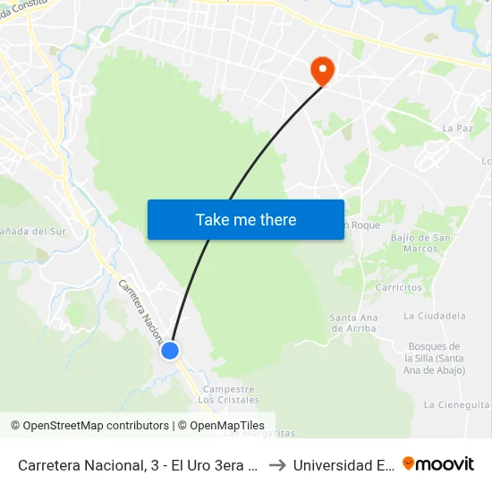 Carretera Nacional, 3 - El Uro 3era Parada to Universidad Edec map