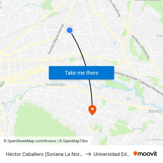Héctor Caballero (Soriana La Noria) to Universidad Edec map