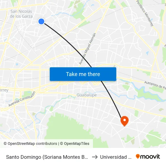 Santo Domingo (Soriana Montes Berneses) to Universidad Edec map