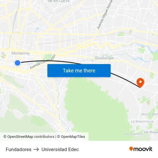 Fundadores to Universidad Edec map