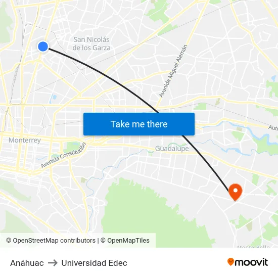 Anáhuac to Universidad Edec map