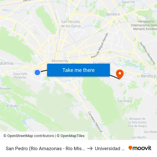 San Pedro (Río Amazonas - Río Mississippi) to Universidad Edec map