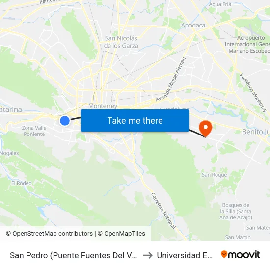 San Pedro (Puente Fuentes Del Valle) to Universidad Edec map