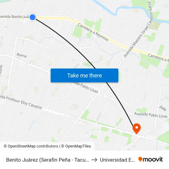 Benito Juárez (Serafín Peña - Tacubaya) to Universidad Edec map