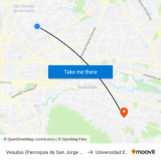 Vesubio (Parroquia de San Jorge Mártir) to Universidad Edec map