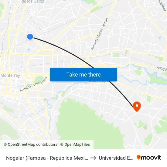 Nogalar (Famosa - República Mexicana) to Universidad Edec map