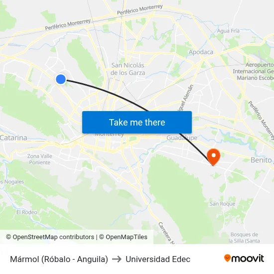 Mármol (Róbalo - Anguila) to Universidad Edec map