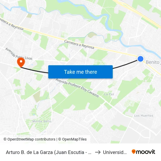 Arturo B. de La Garza (Juan Escutia - Juan de La Barrera) to Universidad Edec map
