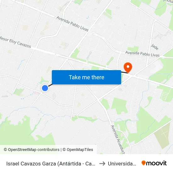 Israel Cavazos Garza (Antártida - Cabo San Diego) to Universidad Edec map