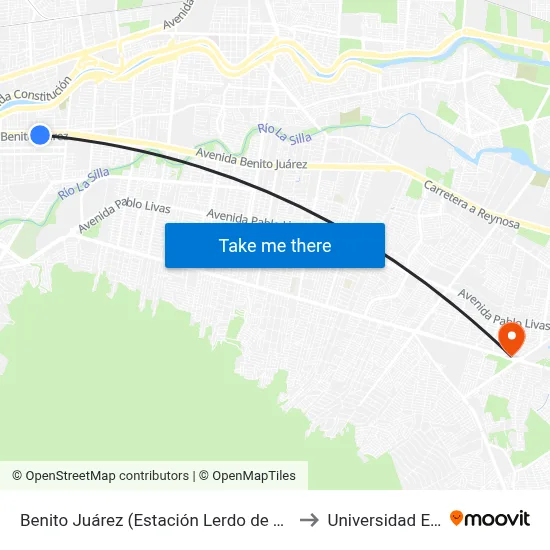 Benito Juárez (Estación Lerdo de Tejada) to Universidad Edec map